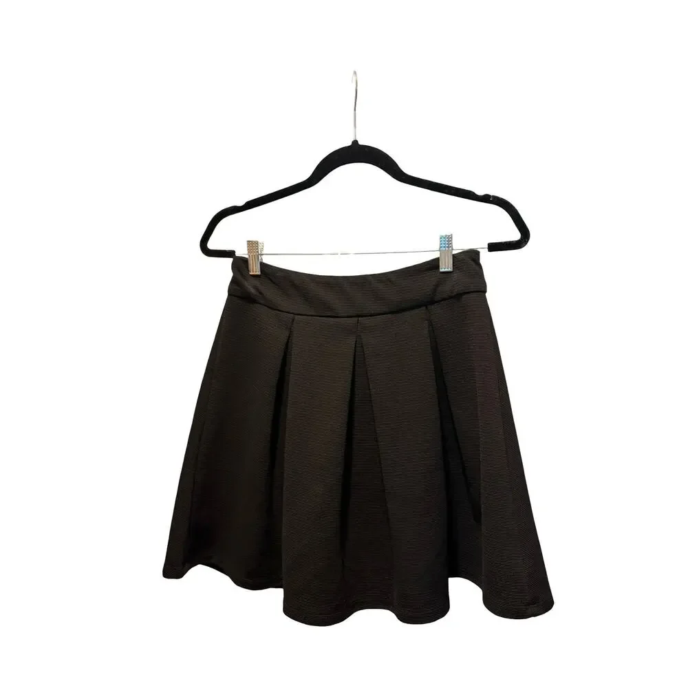 The Limited Black Pleated Fit Flare Skirt Womens Size 4 Back Zip Stretch